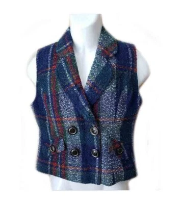 NUEVO CAbi Chaleco Tweed Multicolor Mezcla de Lana a Cuadros Para Mujer Talla Pequeña Foto 1 de 2