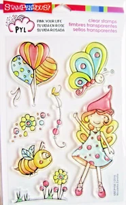 Whisper Fly By Clear Acrylic Stamp Set Stampendous SSCP106 Butterfly Bee Balloon - Picture 1 of 2