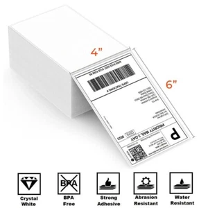 Etiquetas de envío térmico directo con ventilador de 4""x6"" para impresoras enrollables Zebra 4 x 6 a granel - Imagen 1 de 5