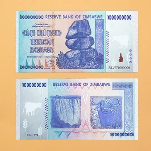 5x Zimbabwe 100 Trillion Dollar Banknote Non-Current Currency In Sleeve w/ Rock - Picture 1 of 6