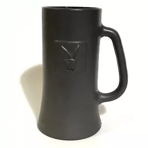 Playboy Mug Beer Stein Glass Bunny Logo Black Matte Flat 60s 70s 15oz 6 1/2 Tall - Picture 1 of 9