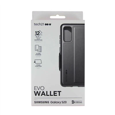 TECH21 EVO WALLET CASE FOR SAMSUNG GALAXY S20 2 CARD STORAGE STAND BLK ‎T21-7664 - Image 1 of 4