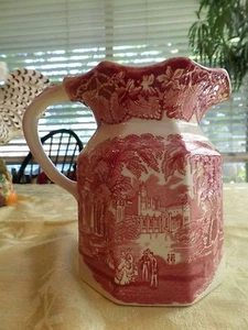 Vintage Mason’s Vista Pinkish Red 8 Panel Creamer/Pitcher - Picture 1 of 5