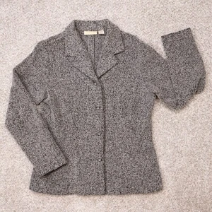 Vintage J Jill Strickjacke Damen 14 grau Wollmischung grob strukturiert HERGESTELLT IN DEN USA - Bild 1 von 15