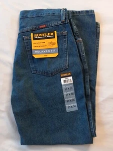 NWT Wrangler Rustler Men 33x30 Relaxed Fit Straight Leg Heavyweight Denim Jeans  - Picture 1 of 8