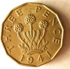 1941 GREAT BRITAIN 3 PENCE - AU - High Quality Example - FREE SHIP - 3 Pence Bin