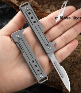 EDC Folding Utility Knife Scalpel Blade Outdoor Survival Pocket Keychain Tools - Picture 1 of 13