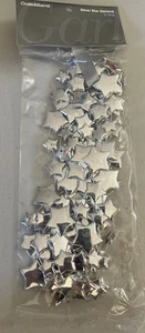 Vintage Crate & Barrel Silver Star Garland 9’ Long - Neu - Bild 1 von 2