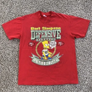 Vintage 90s San Francisco 49ers Bart Simpson Mens Size L Red Single Stitch NFL - Bild 1 von 6