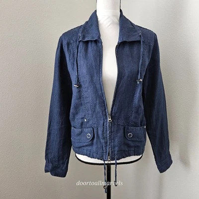 Chico's Linen Light Jacket w/Pockets Full Zip sz 1 (US M sz 8) - Image 1 of 4