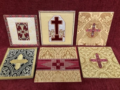 Antigua vestimenta de iglesia católica Burse de colección todas con cruces 6 piezas L-A6 Foto 1 de 4