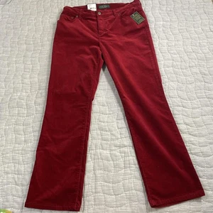 Lauren Ralph Lauren LRL Corduroy Pants Womens 14P Red Classic Straight Petite - Picture 1 of 12