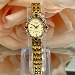 Vintage Deauville by Armitron Diamond & Sapphire Accented Bezel Cocktail Watch - Picture 1 of 16