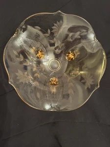 Vtg 3 Footed Lancaster Jubilee Pink Depression Glass Floral Etched Bowl 1930's - Picture 1 of 6