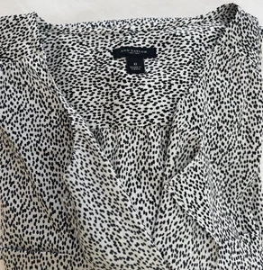 Ann Taylor Damen V-Ausschnitt Langarm schwarz & weiß Punkte Bluse, Größe 6 - Bild 1 von 13