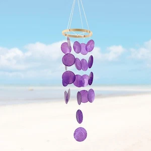 Capiz Wind Chimes for Outside, Outdoor Seashell Hanging Beach Coast Ocean Hom... - Picture 1 of 7