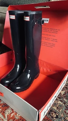 Botas de Lluvia Hunter Altas Originales Brillantes Talla 40/41 EE. UU. 9 Foto 1 de 4