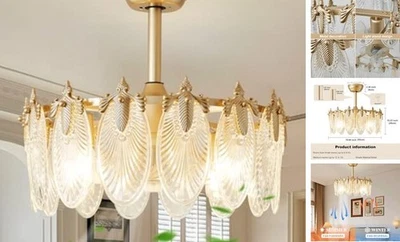 Crystal Fandelier Ceiling Fan with Light Chandelier Fan Glass Semi Flush Mount  - Image 1 of 4