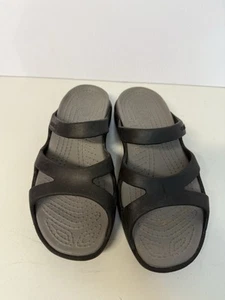Crocs Meleen Twist 202497 Damen-Sandalen Größe 11 schwarz grau Riemchen-Slipper Pantoletten - Bild 1 von 8