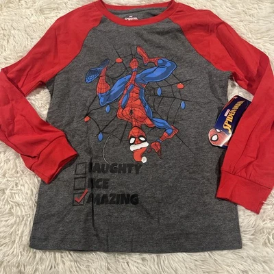 Marvel Spider Man long sleeve chirstmas Tee M 8 NEW Holiday - Image 1 of 4