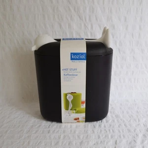 Vintage Koziol Vorratsdose Warmhaltedose Kunststoff schwarz mit Löffel - Bild 1 von 6