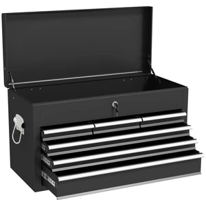 HOMCOM Lockable Metal Tool Chest w/ 6 Drawer, Ball Bearing Runners, Black - Picture 1 of 11