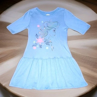 Vestido cómodo tejido jersey azul Disney Frozen Elsa M7/8 excelente estado nuevo sin etiquetas  Foto 1 de 3