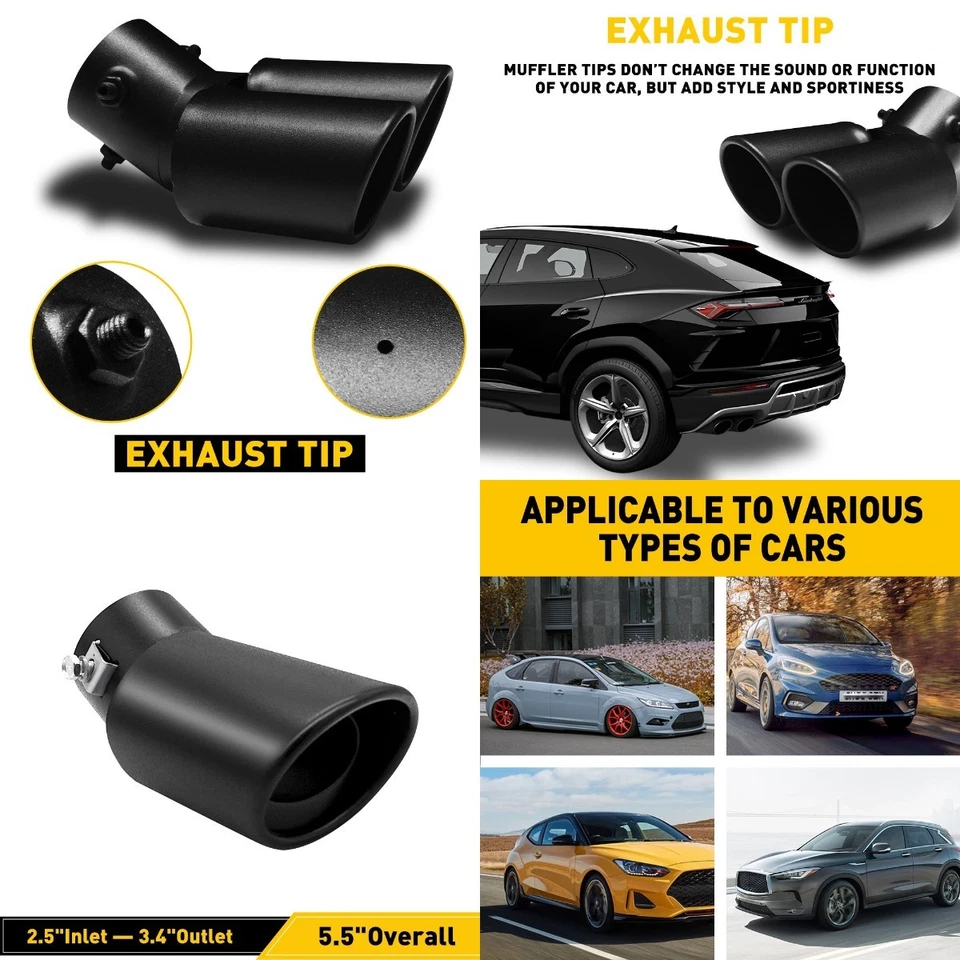 Car Exhaust Tip Muffler Pipe Coating Stainless Steel 304 Stainless steel NEW J - Image 1 of 1