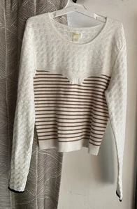 Anthropologie Maeve gestreifter gerippter Strickpullover Damen Größe Large - Bild 1 von 10