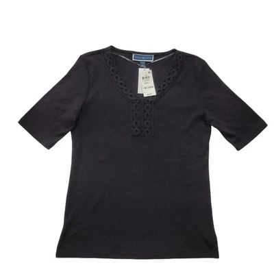 Top Karen Scott para mujer con ribete de ganchillo negro pequeño Foto 1 de 4