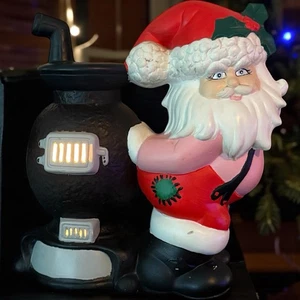 Molde de tiza lámpara estufa vientre olla de calentamiento SANTA iluminada vintage años 70 - Imagen 1 de 15