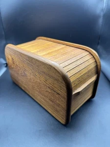 VTG Kalmar Designs Teak Disc Holder, Tambour Roll Top, Storage Box - Picture 1 of 7