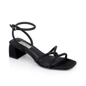 Nueva Sandalia Badgley Mischka Brisa Tacón Bajo Bloque Negro Satinado Talla EE. UU. 7.5 - Imagen 1 de 12