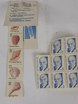 US 1985 22 Seashells Set of 5 Booklet and 8 Paul Dudley White MD 3 stamps   - Image 1 of 4