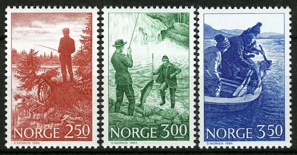 Norway 1984, NK 947-49, Sport Fishing set VF MNH, Mi 899-901 - Image 1 of 1