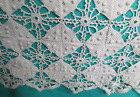 Vintage Hand Crocheted Tablcloth Coverlet Popcorn Square Design 77 X 81