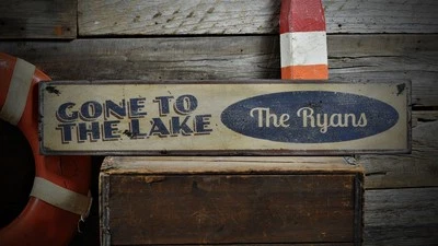 Custom Welcome To Lake House Sign - Rustic Hand Made Vintage Wooden - Image 1 of 2