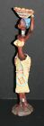 African Tribal Lady with a basket 11" Figurine in colorful dress, Great decor!