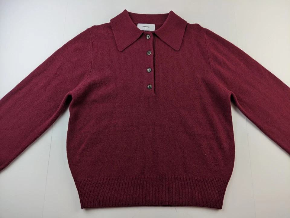 SOLD OUT NYC The Signature Polo in Wine Wool Sweater Women M L Collared - Image 1 of 4