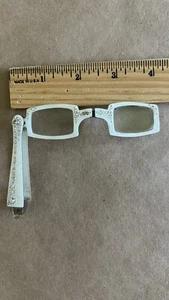 Vintage Rhinestone Mother of Pearl Lucite Folding Opera Reading Lorgnette Glass - Picture 1 of 7