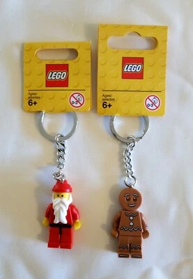 NEW Lego Seasonal GINGERBREAD MAN 851394 and SANTA CLAUS 850150 KEY CHAINS - Image 1 of 2