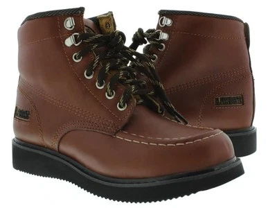 Mens Brown Cognac Leather Tough Durable Heavy Duty Work Boots Comfort Casual - Image 1 of 4