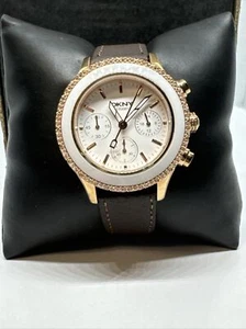 DKNY NY-8825 Women's Brown Leather Anlog Dial Quartz Genuine Wrist Watch JNA183 - Picture 1 of 11