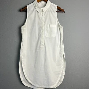 Athleta Uptown Shell Sleeveless Tank Top White Collared Button Down Shirt Size S - Picture 1 of 11