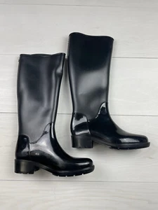Sam Edelman Sydney große schwarze Patent Regenstiefel Größe 6 - Bild 1 von 6