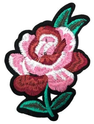 Patch Sew On Iron On Embroidered Clothing Hats Jackets Coat  ROSE FLOWER A159 - Image 1 of 3