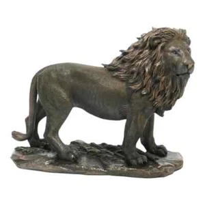 Male Lion Wild Nature Cold Cast Bronze & Resin Statue Sculpture - Picture 1 of 1