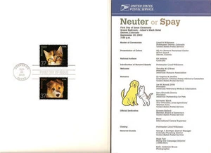 #3670 Programa de Ceremonia del Primer Día 37c Sello de Castración o Esterilización - Imagen 1 de 1