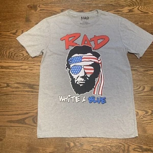 Mad Engine Mens Patriotic T-Shirt, Abraham Lincoln “RAD” Red white blue, Size L - Picture 1 of 10