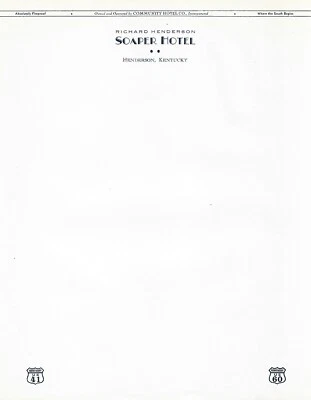 SOAPER HOTEL VINTAGE ~ HENDERSON, KENTUCKY ~ ADV. Papelería membretado Foto 1 de 2